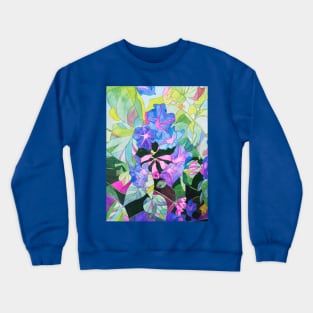 Purple blue Bindweed (morning glory) flowers in watercolor Crewneck Sweatshirt